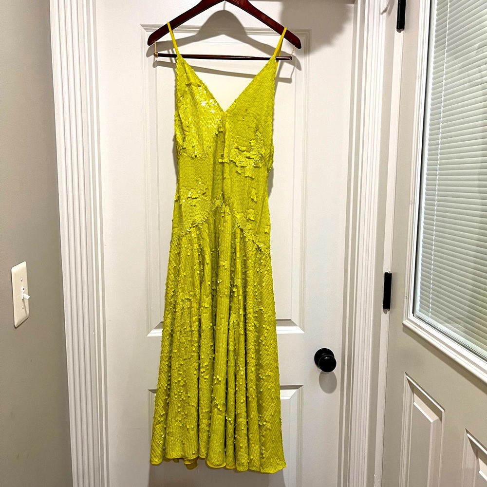 New Asos sequin dress in chartreuse green.